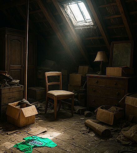 Dachboden mit alten Gegenständen.