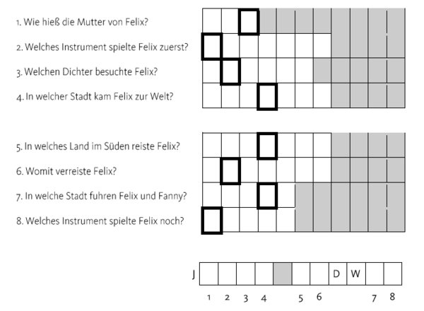 Kreuzworträtsel über Felix Mendelssohn Bartholdy.