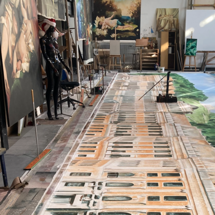 Das Schoss Schönbrunn wird im Malsaal gemalt.