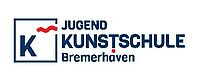 Logo der Jugendkunstschule Bremerhaven. Blaue Schrift auf weißem Grund.