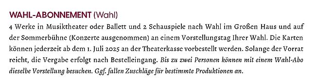 Termine "Wahlabonnement (Wahl)" zur Spielzeit 2025/2026