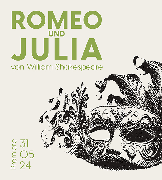Grafik zur Produktion Romeo und Julia: eine venezianische Maske. Premiere: 31.05.2024